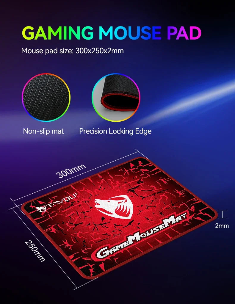 2026 NEW 5-in-1 Set Gaming Combo Keyboard 4-color Breathing Light Mouse 3.5mm Gaming Headset Gaming Speaker Anti-slip Mouse Pad