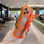 Luxury 3in1 Clear Anti-Drop Phone Case for iPhone 18 17 16 15 14 Plus 13 Pro Max Candy Colour Frame Wrist Strap Protection Cover