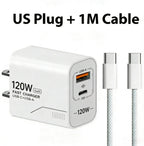 120W GaN USB C Charger 2-Port Fast Charging Phone Charger Power Adapter For iPhone Samsung Xiaomi Type C US Plug Wall Charger