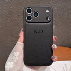 Personalized Luxury Customized Name 3D DIY Hot Engrave Faux Leather Phone Case For IPhone18 17 16 15 14 13 Pro Max Plus Air