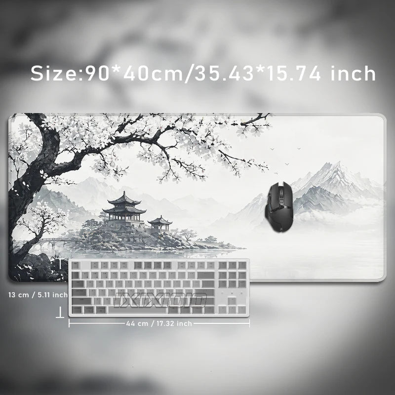 Mouse Pad Black And White Cherry Blossoms Gaming printon demand Large Mousepad XXL MousePads Office Carpet Soft Gaming laptop