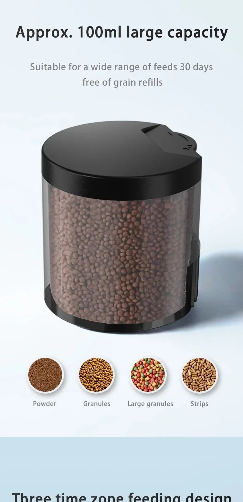 Automatic Fish Feeder With Timer IP66 Waterproof Auto Fish Tank Feeder 100ml Capacity Food Dispenser For Fish/Turtle