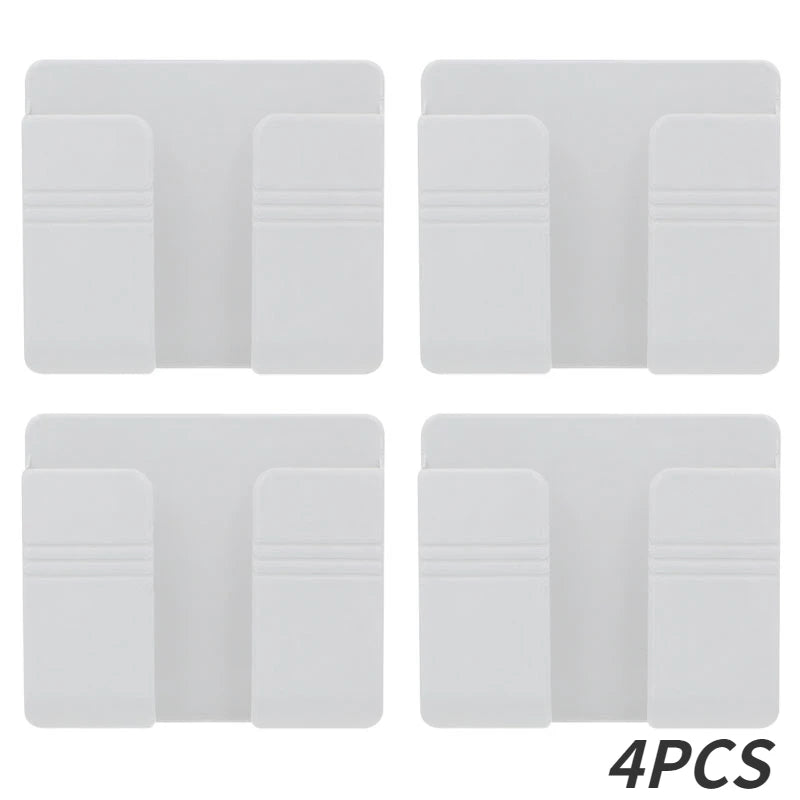Punch Free Wall Mounted Remote Control Holder Phone Charging Organizer