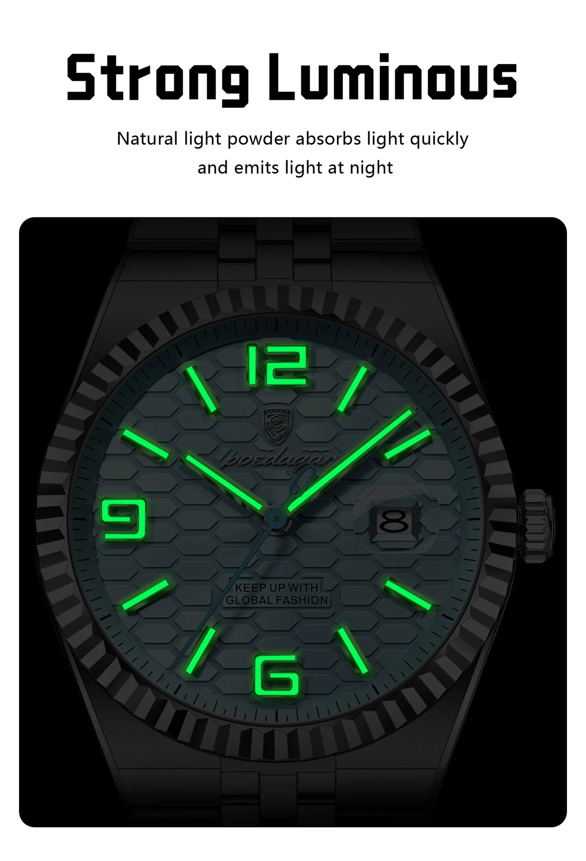 POEDAGAR High Quality Original Men Clock Waterproof Luminous Date Luxury Man Watch Stainless Steel Quartz Men's Watches Male+Box