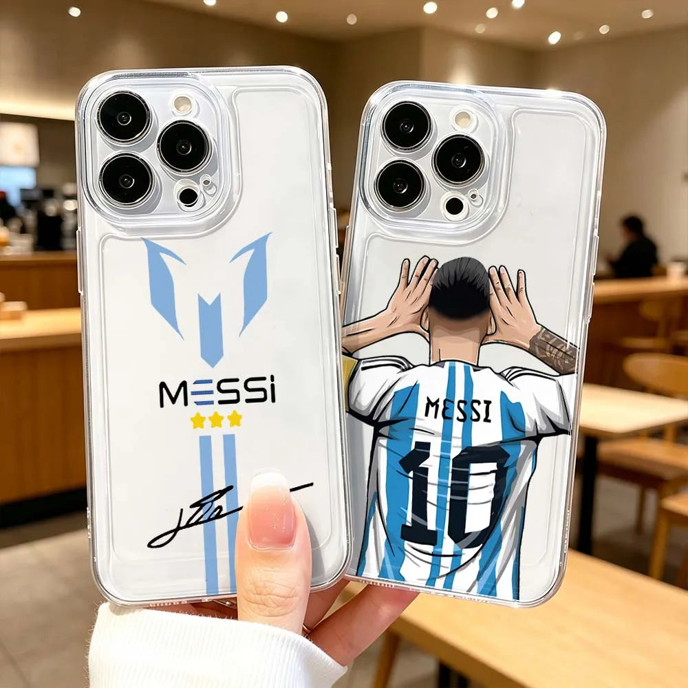 Messi Football Design Clear Protective Case For iPhone 11 12 13 14 15 16 17