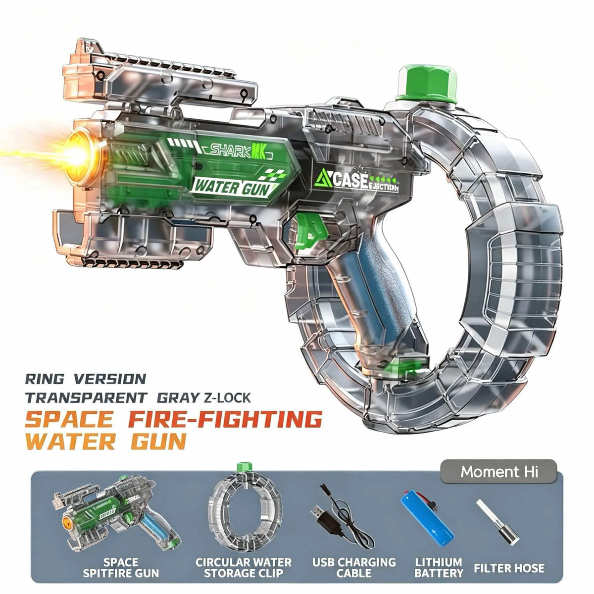 Simulated Firing and Recoil Electric Water Gun Toys Children Automatic Sensor Lights Water Pistol Summer Outdoor Beach Kids Toy