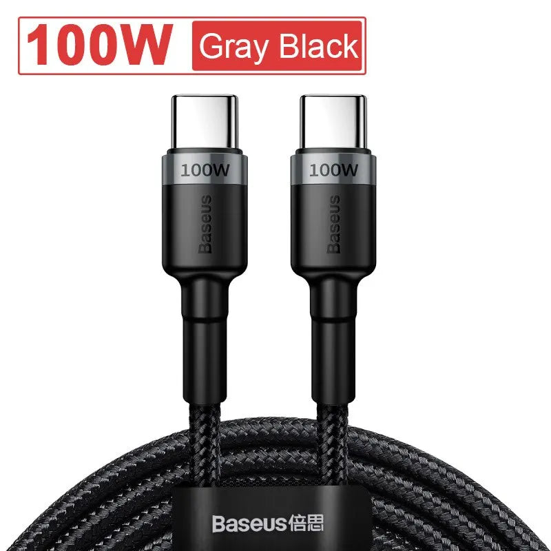 Baseus USB Type C To USB C Cable For iPhone 18 17 100W/5A PD Fast Charging Charger Cord For Macbook Xiaomi Samsung Type-C Cable