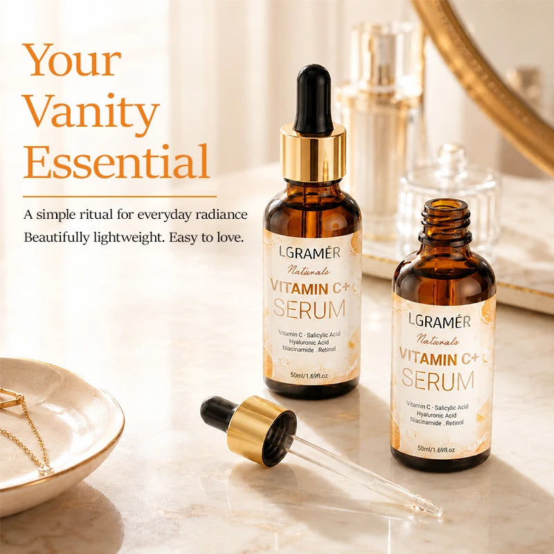 30ml/50ml Vitamin C & Retinol Facial Serum, Hyaluronic Acid Hydrating Essence, Brighten and Even Skin Tone, Anti Aging Skin Care