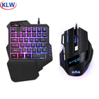RGB Backlit Gaming Keyboard And Mouse Combo One-Handed Keypad with 3200 DPI Mouse Game Converter for PS4 Xbox Nintendo Switch
