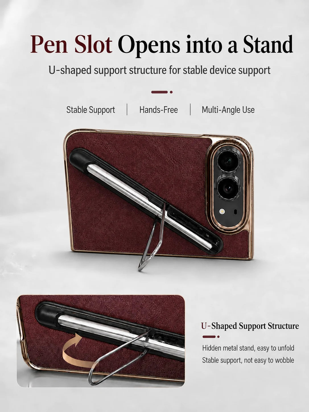 For Apple iPhone Duo case, delicate electroplated edges paired with a finely textured back panel, pen groove design