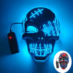 Evil Skull Mask Halloween Carnival Masquerade Haunted House Scary Decoration Cosplay Skeleton Scary Theme Party Light Up Mask