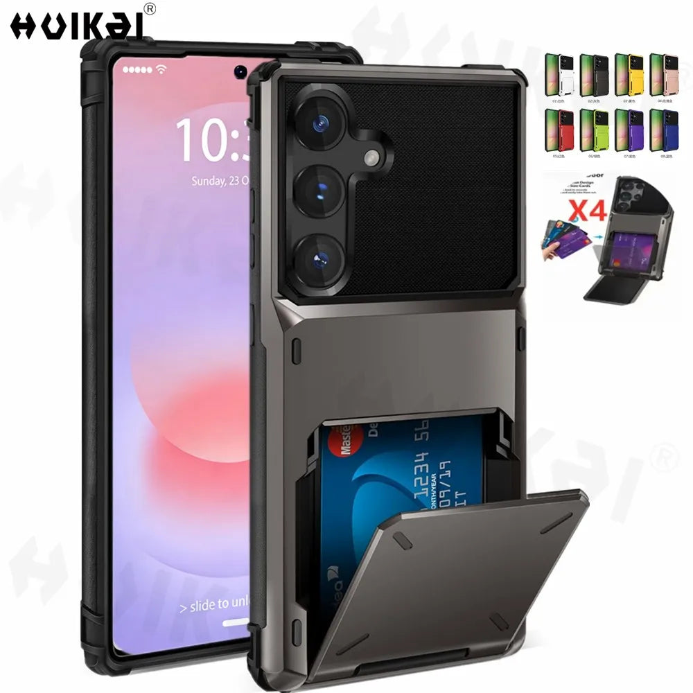 For Samsung Galaxy A37 Samsung A57 A56 A36 A26 A17 Card Holder Case Heavy Duty Wallet Hidden Flip Slot Protective Phone Cover