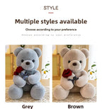 Wedding Rose Bear Plush Toy Cute Stuffed Animal Gift for Valentines Day Anniversary and Romantic Celebration Decor