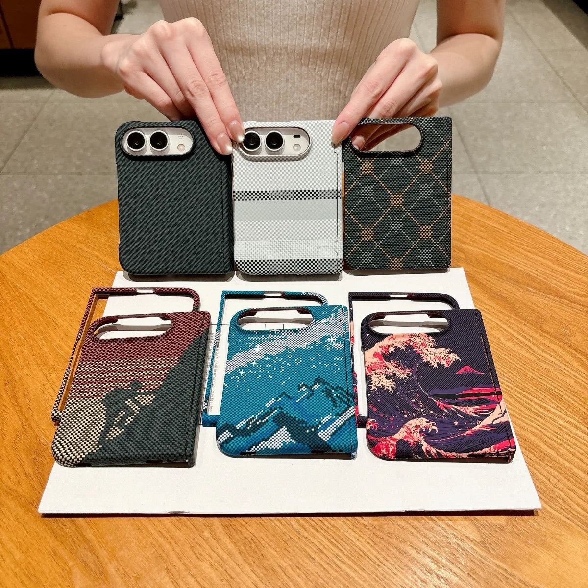 Shockproof Duo Thin Carbon Fiber Leather Magnetic for Magsafe Phone Case for IPhone Duo Apple 18 Fold Hinge Protective Cover