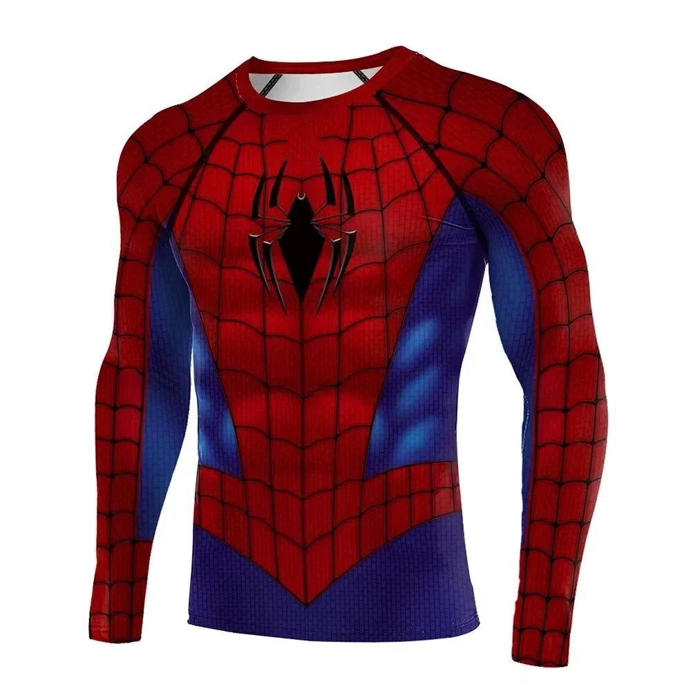 2026 Spider Graphic Vintage Print Compression Long Sleeve T Shirt Quick Dry Sports Fitness Workout Training Top Family Matching