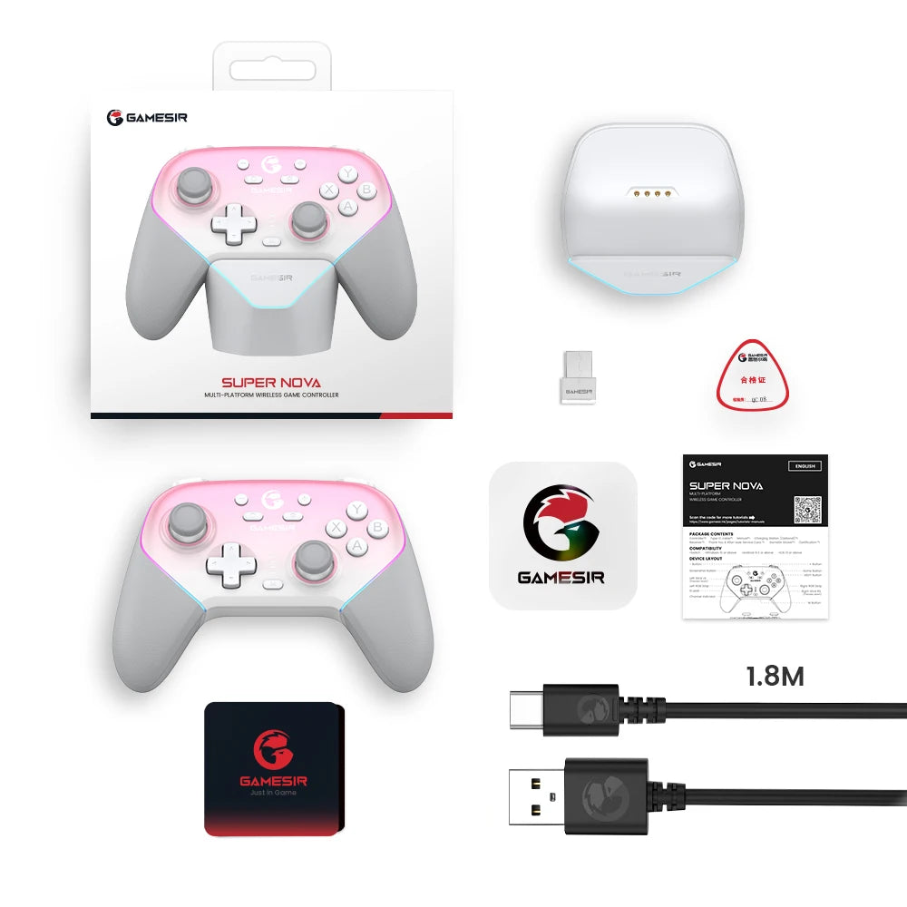 GameSir Super Nova Bluetooth Gamepad with Charging Dock Wireless Gaming Controller for Nintendo Switch 2 iPhone Android Phone PC