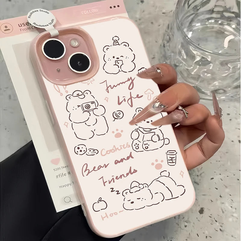 Cute Cartoon Phone Case for iPhone 12/13/14/15/16/17 Pro Max Plus Air - Durable Protective Case