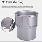 Pure Titanium Camping Cup with Lid Foldable Handle Lightweight Single Wall Mug Open Fire Coffee Tea Cup for Hiking Backpacking