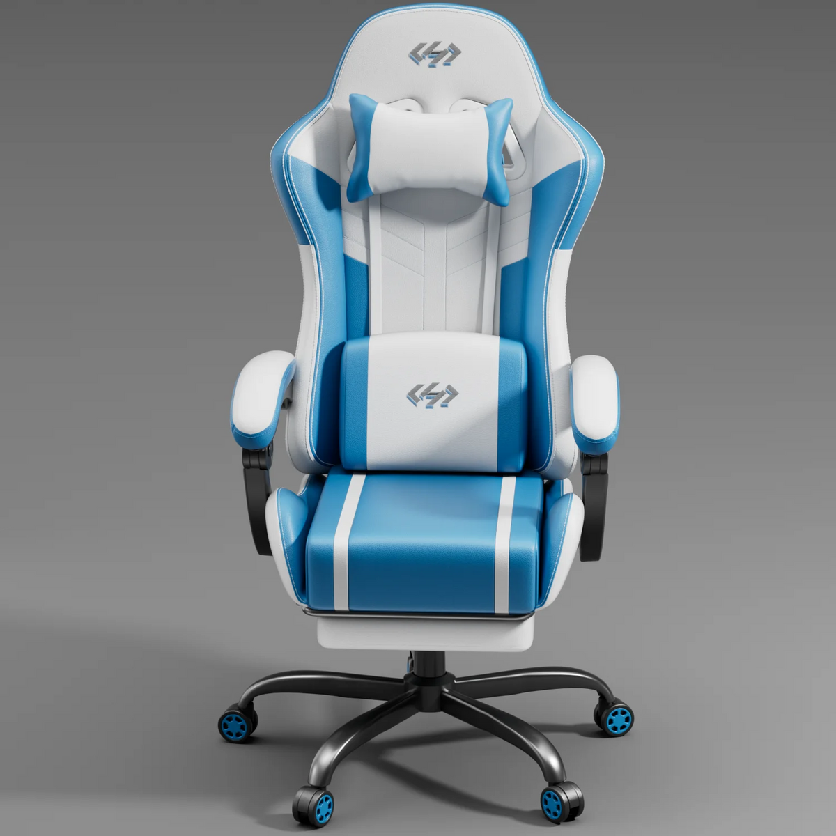 NEBMAAX Ergonomic Gaming Chair with Footrest Massage Function PU Leather Office Chair for Adults Swivel Computer Chair with Headrest And Lumbar Support