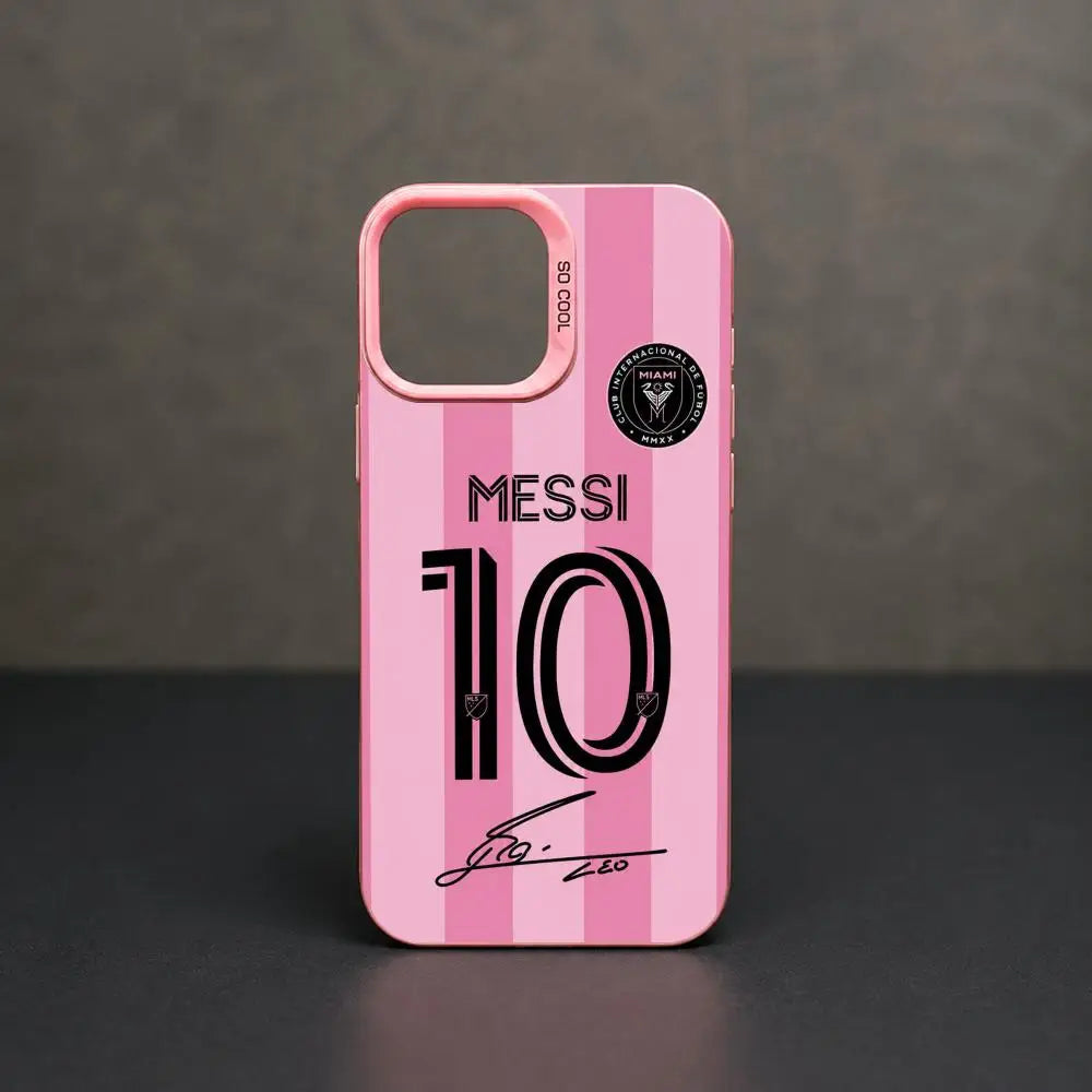 Messi Number 10 Gradient Silver Shockproof Phone Case For iPhone 11 To 17