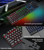 2026 NEW 5-in-1 Set Gaming Combo Keyboard 4-color Breathing Light Mouse 3.5mm Gaming Headset Gaming Speaker Anti-slip Mouse Pad