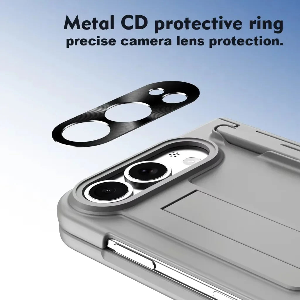 Pen Slot with Stylus Phone Case with Front Screen Protection For Apple iPhone Duo Folding Kickstand Shockproof Hinge Full Cover