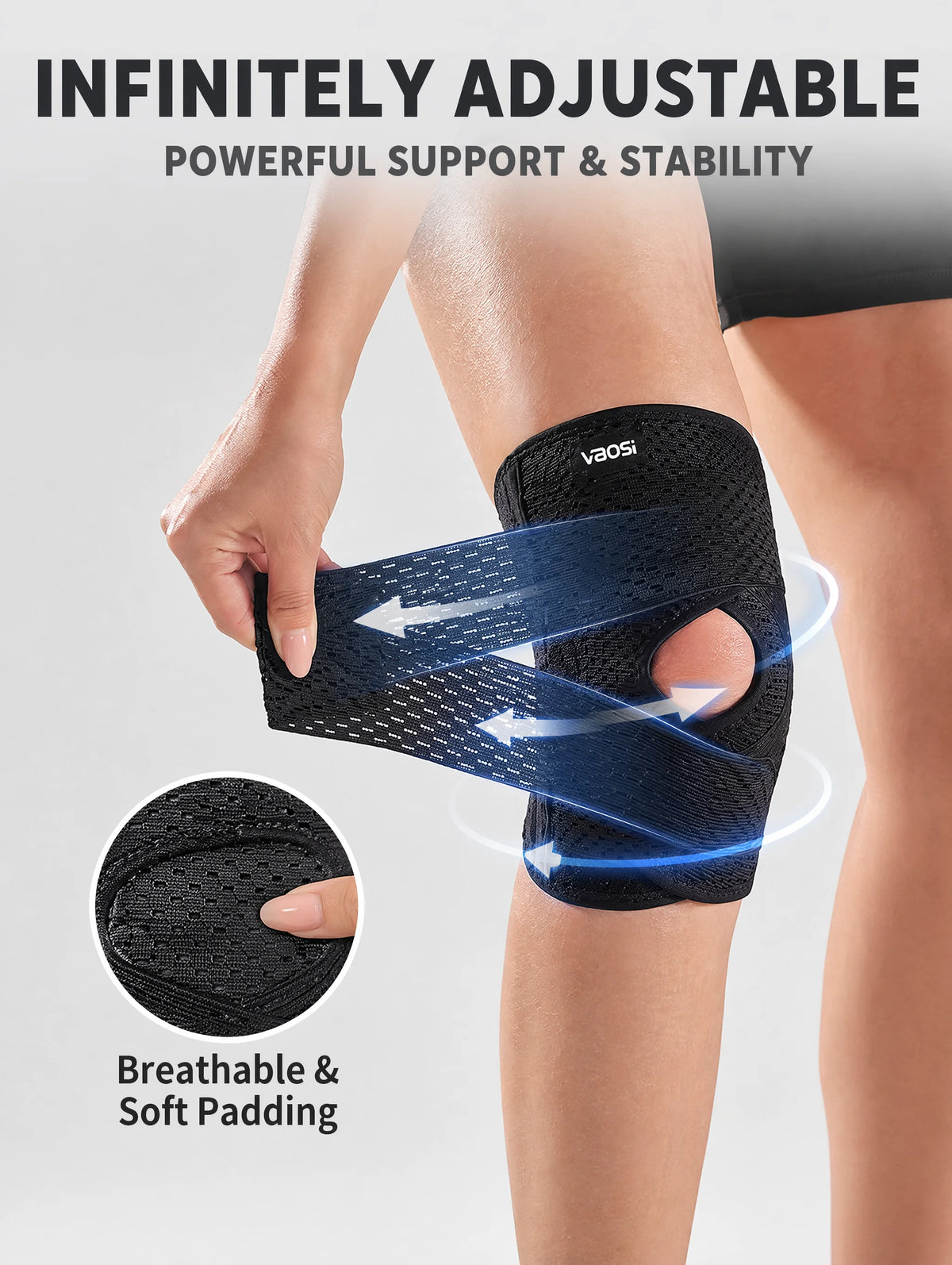 VBOSI Compression Knee Pad For Relieve Meniscal Tear Knee Pain Arthritis Joint Pain Relief Breathable Knee Support