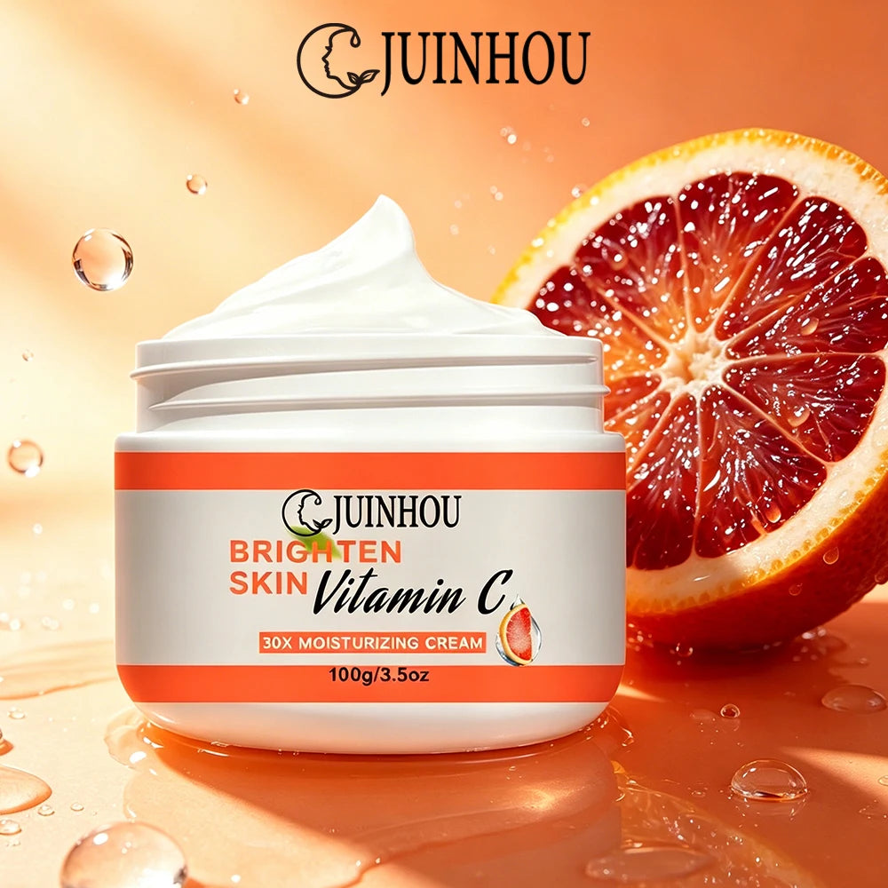 JUINHOU Vitamin C Skin Care Serum Cream Set Brighten Moisturizing Oil-Control Improve Uneven Skin Tone For Dull Skin Daily Care