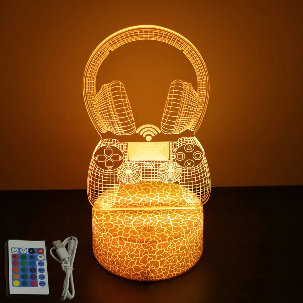 NEON GAMER 3D Lamp LED Night Light Gaming Setup RGB Children's Lamps Gamer Room Decoration Bedroom Table Lamp Personalized Gifts