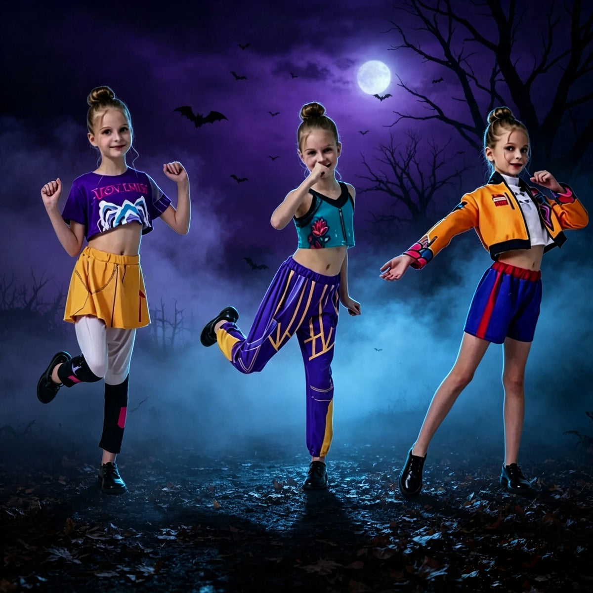 2026Spring Summer Girl Cosplay Singer Fashion Clothes Stage Performance 3PCS Set Children Show Halloween Carnival Party Costume