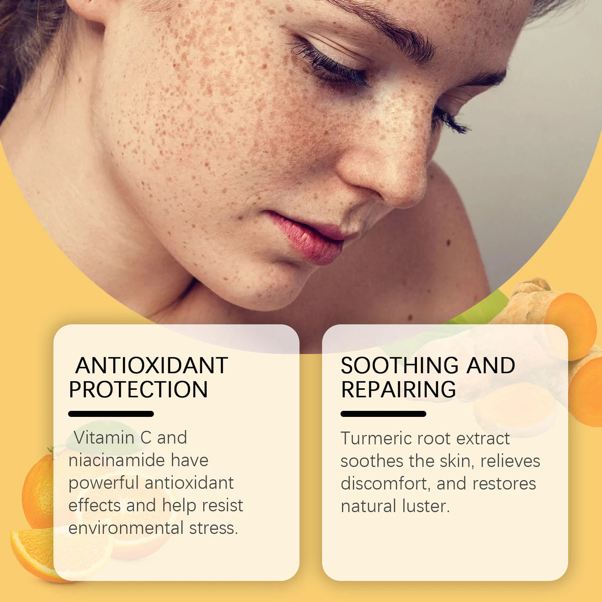 30ml Vitamin C Brightening Serum with Turmeric Extract Niacinamide Face Moisturizer Hydrating Glow Booster for Even Skin Tone