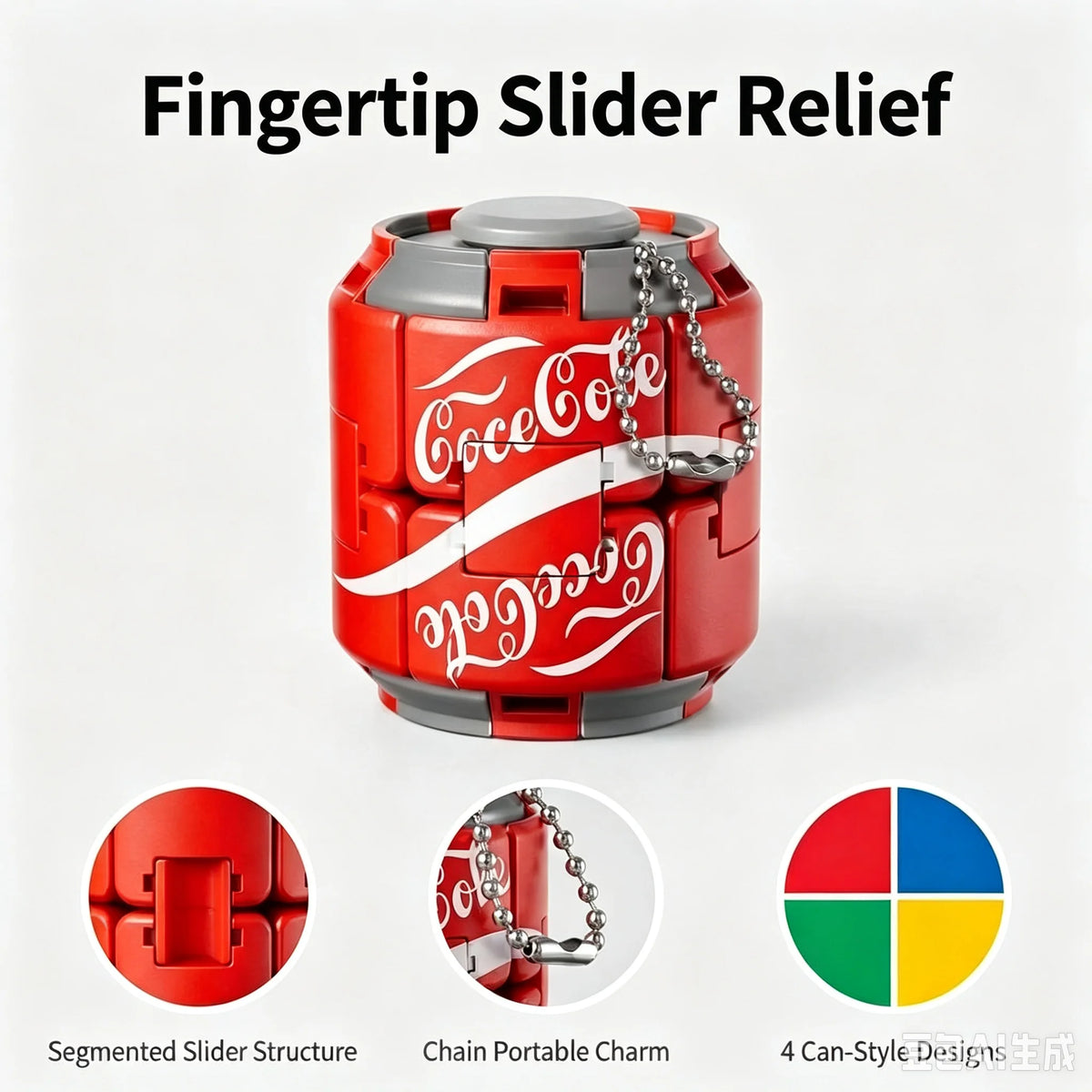 Soda Can Fingertip Slider Fidget Toy Keychain for Stress Relief