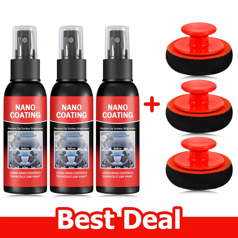 Car Nano Coating Brightening Cars Paint Kit - Professional Auto Polishing Tool, High Gloss Car Paint Scratch Repair Protection