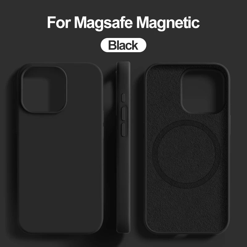 Luxury For Magsafe Wireless Charge Case For Apple iPhone 15 14 13 11 16 17 Pro Max 17 Air Plus Liquid Silicone Shockproof Cover