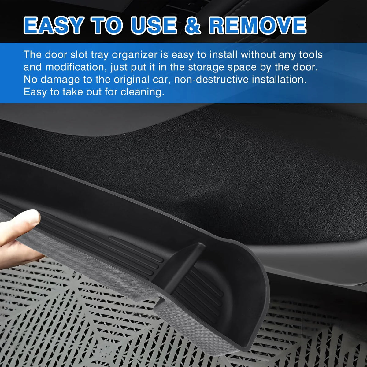 USVOTOV Car Door Side Storage Box for 2025 2026 Tesla Model Y Juniper Model 3 Model YL Accessories Door Organizer Tray Trash Can