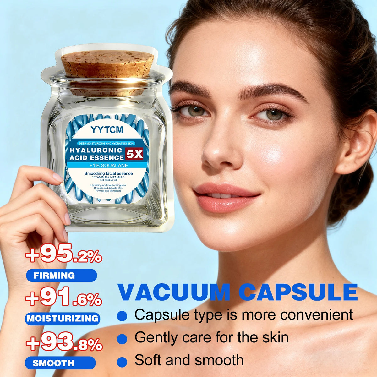 Hyaluronic Acid Deep Moisturizing Capsule Essence, Deep Moisturizing and Brightening Skin Essence 18/30/48/60/90/180 Capsules
