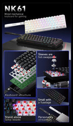 AJAZZ NK61 Wired Gaming Mechanical Keyboard 60% RGB Hot-Swappable 61 Keys Red Switch Mini Keyboard for Gamer PC