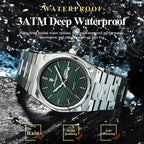 POEDAGAR Luxury Original Man Watch Waterproof Stainless Steel Luminous Men's Wristwatch Date Week Quartz Fashion Watches For Men