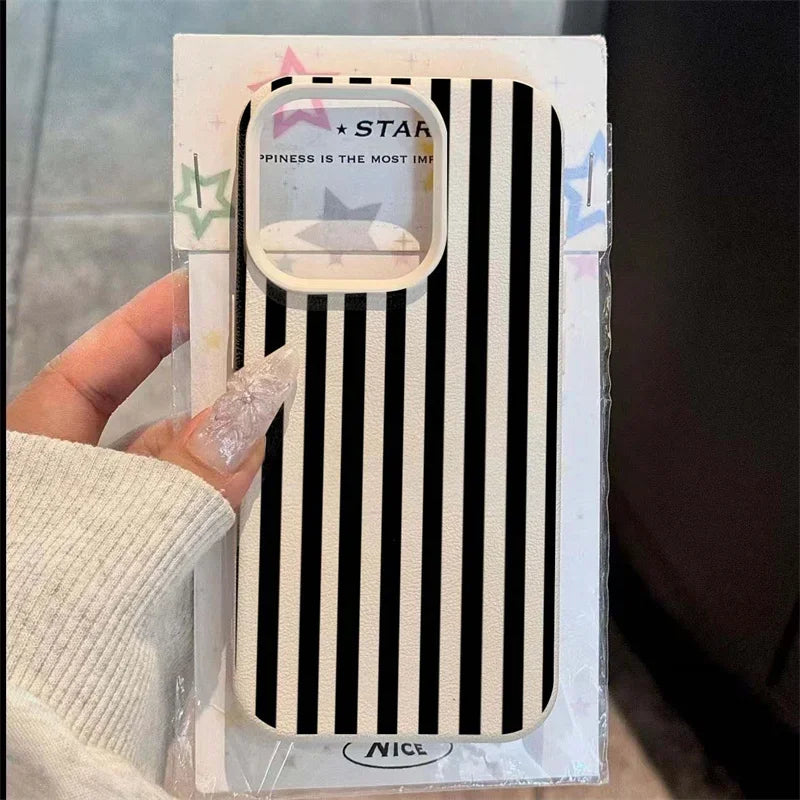 Colorful Striped Minimalist INS Couple Phone Case For iPhone 18 17 16 11 13 12 14 15 Pro Max X XR 7 8 Plus 16E 16 17 Pro Cover