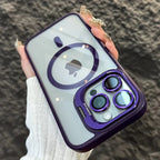 Luxury Magnetic Shockproof Phone Case For iPhone 16 15 14 13 12 17 18 Pro Max For Magsafe Funda Stand Glass Lens Protector Cover
