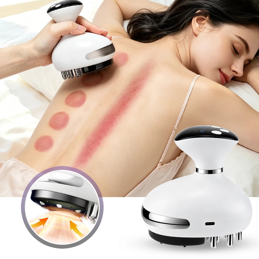 Electric Cupping Gua Sha Massager, 9-Level Suction Lymphatic Drainage Device, Red Light Heat Body Scraper Back Neck Shoulder
