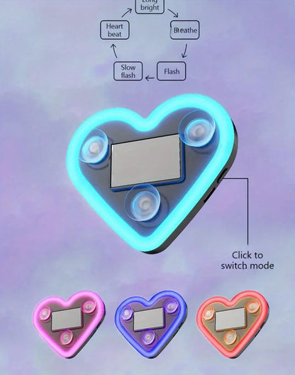 Solar LED Car Neon Lights – Heart Shape | RGB Atmosphere Light