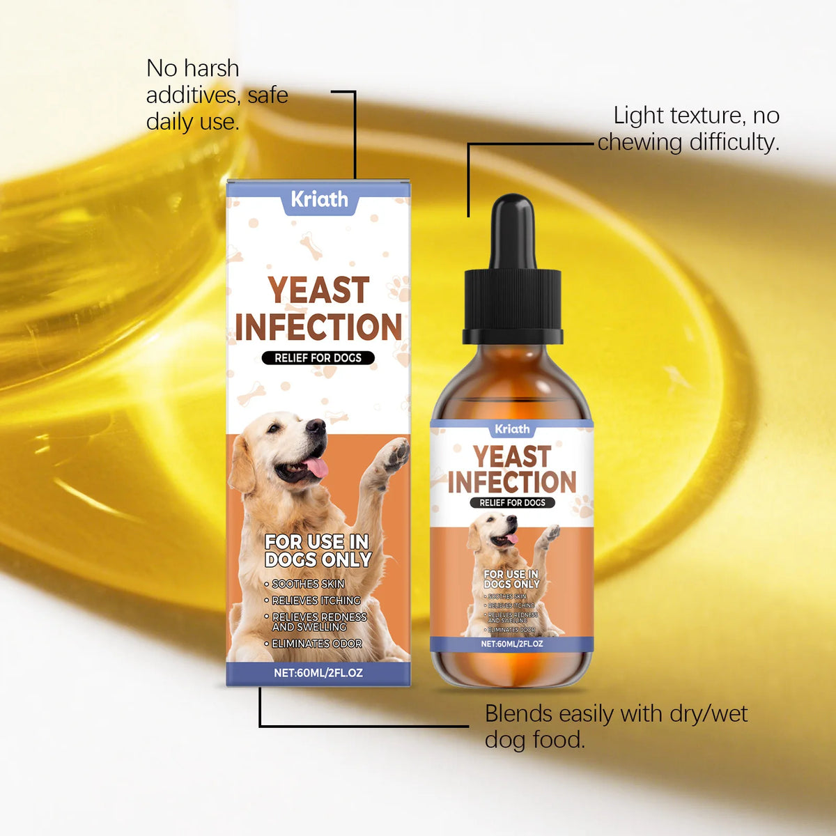 Kriath Dog Supplement Drops Promote Nutrient Absorption Improve Immune Defense Ability Gentle Formula Dog Oral Liquid Supplement