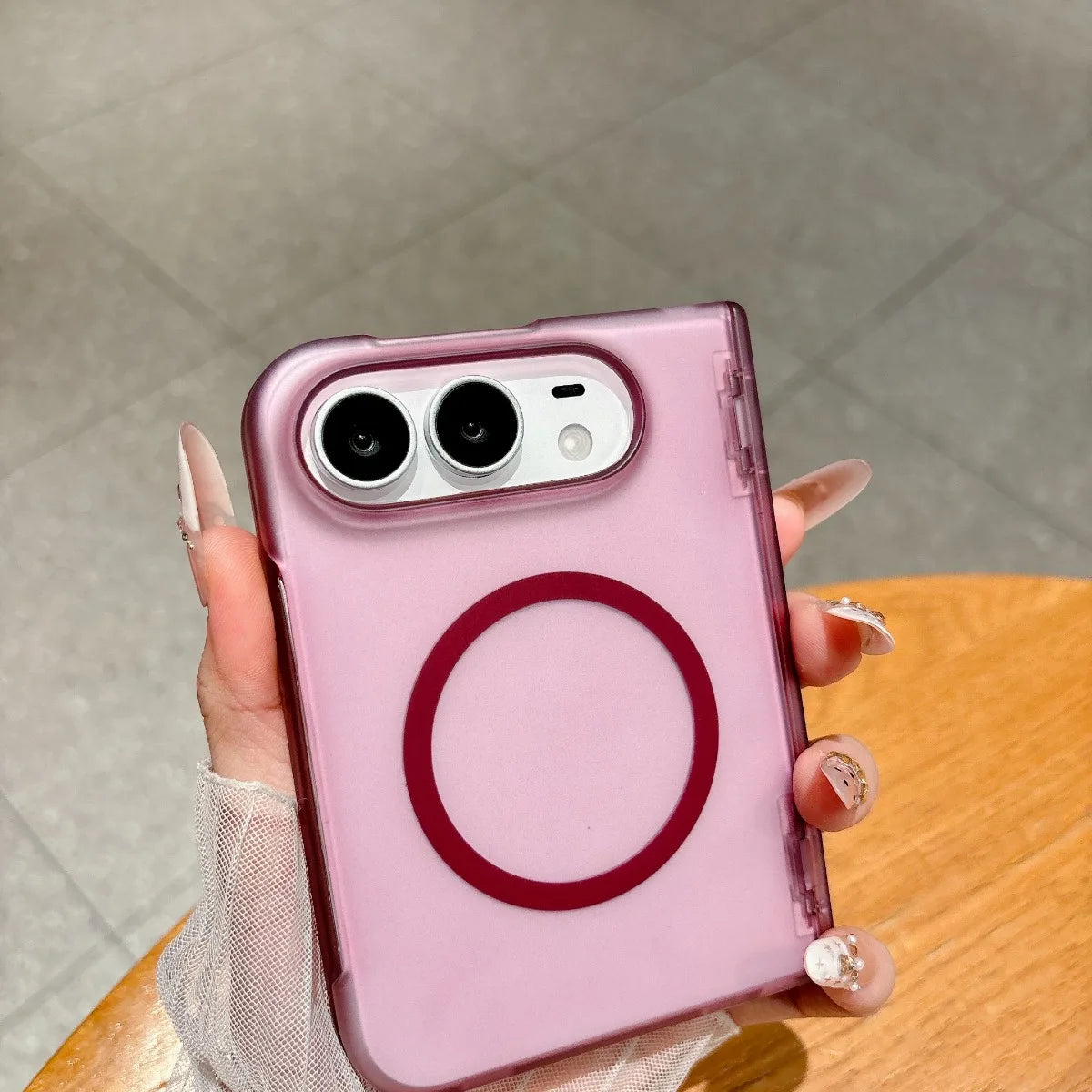 Solid Color Skin Feel Hinge Protection Case For iPhone Duo 18Duo 18 Fold Shockproof Folding Phone Cover