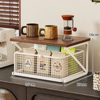 Kitchen Counter Shelf Organizer Ironwood Drawer Storage Rack Coffee Accessories Station for Room and Pantry Home Storage