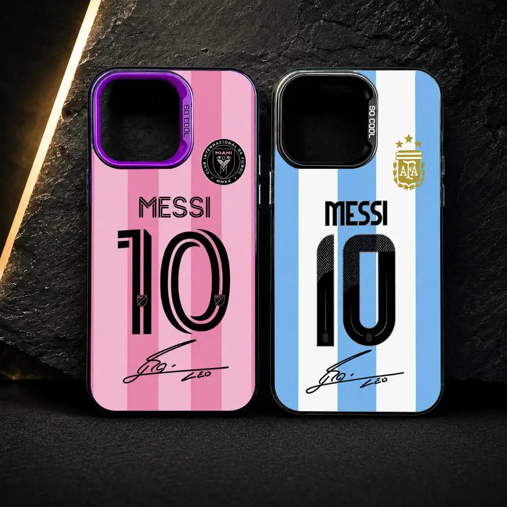 Messi Number 10 Gradient Silver Shockproof Phone Case For iPhone 11 To 17