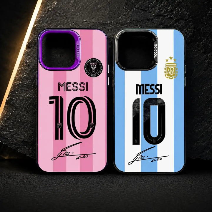 Messi Number 10 Gradient Silver Shockproof Phone Case For iPhone 11 To 17