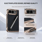 For Apple iPhone Duo case, delicate electroplated edges paired with a finely textured back panel, pen groove design