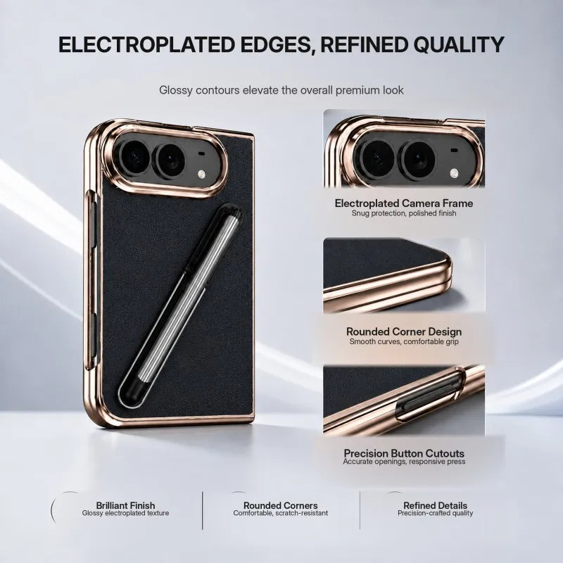 For Apple iPhone Duo case, delicate electroplated edges paired with a finely textured back panel, pen groove design