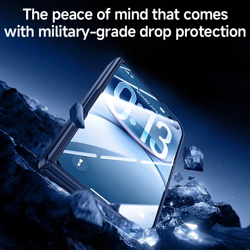 For iPhone Duo Case Luxury Matte Skin-Friendly Folding Hinge With Tempered Film Shockproof Hard Back Cover For iPhone 18 Fold